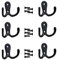 YuZhou 6-Pack Double Prong Robe Hooks - Dual Coat Hooks, Black, Chrome Finish, Metal, Screw-In Hanging Hooks for Bedrooms & Bathrooms