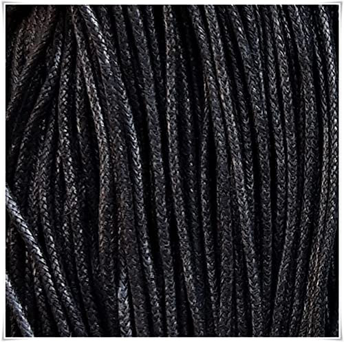 2mm Waxed Cotton Cord 20m Jewellery Craft Making Bracelet Necklace String (Black)