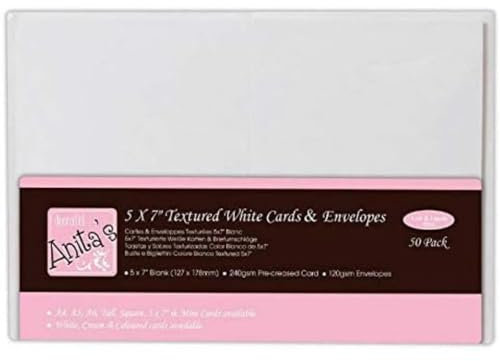 Anita's Blanko-Karten und Umschläge, 12,7 x 17,8 cm, Weiß, 50 Stück, 240 g/m², für Zuhause, Hochzeit, Geburtstag, Weihnachten, Dankeschön, Kunst & Handwerk, Scrapbooking-Zubehör, Babyparty,