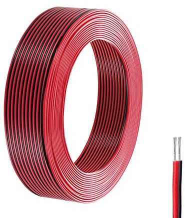 inodiref 20 Metri Cavo Elettrico 22 AWG 2 Core Cavo Elettrico Flessibile Cavo in PVC Cavo in Rame Stagnato Alta Temperatura Resistenza per Filo di prolunga a Striscia LED Durevole