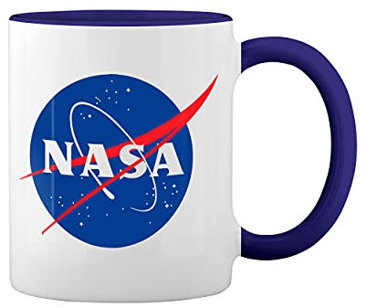 GR8Shop NASA logo Blanc tasse de café avec le bleu et poignée Rim Mug