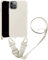 Handykette Handyhülle kompatibel mit Apple iPhone 13 Pro Necklace Hülle Nylon Schultergurt Weich Silikon TPU Cover mit Kordel zum Umhängen Schutzhülle mit Stylische Band(Weiß)