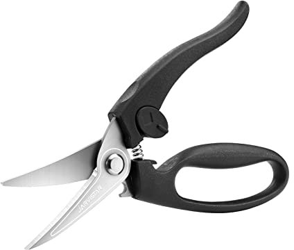 JARVISTAR Geflügelschere Profi, Küchenschere Edelstahl für Geflügel und Gemüse, Fleischschere mit Feder Ergonomischer Hochwertig Knochenschere für Fisch,BBQ,Huhn, 22 CM