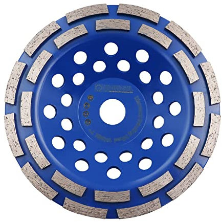 HIGHDRIL Diamond Grinding Wheel - Concrete Double Row 180 mm x 22.23 mm Diamond Cup Wheel for Stone, Concrete, Tile Adhesive, Granite, Masonry