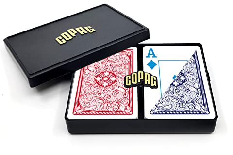 Copag 4-farbiges Legacy-Design, 100 % Kunststoff, Spielkarten, Jumbo-Index, rot/blau, Doppeldeck-Set