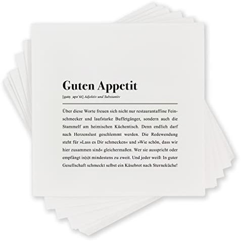 Papierservietten Guten Appetit Definition - Packung mit 20 Stück | Motiv-Servietten mit Spruch
