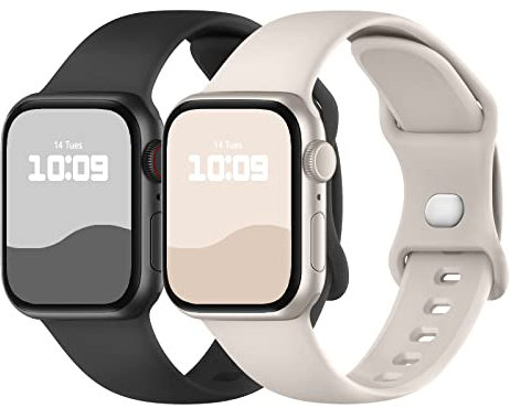 Adepoy 2 Pack Strap Compatible with Apple Watch Straps 49mm 46mm 45mm 44mm 42mm 41mm 40mm 38mm, Soft Silicone Sport Band with Classic Clasp for iWatch Series 10 9 8 Ultra SE 7 6 5 4 3 2 1 Ultra 2