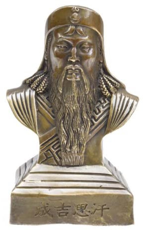 MOCIUN Pure Copper Half Body Genghis Khan Office Desktop Metal Statue Ornaments