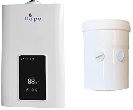 TTulpe® C-Meister 13 P50, ErP/niedrige NOx raumluftunabhängige Propangas Durchlauferhitzer 50 mbar & vertikaler konzentrischer Anschluß-Teil mit Messpunkte für der C-Meister 13