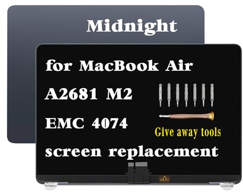 GBOLE A2681 - Pantalla LCD de repuesto para MacBook Air M2 de 13,6 pulgadas, A2681, EMC, 4074, MLXW3, MLXX3, MLXY3, MLY03, MLY13, MLY23, MLY33, MLY43, pantalla LCD LED completa (medianoche) | MLXW3 MLXX3 MLXY3 MLY03 MLY13 MLY23 MLY33 MLY43 - Pantalla LCD LED completa, color medianoche