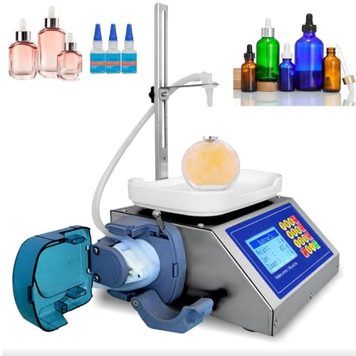 Automatic Liquid Filling Machine Peristaltic Pump Bottle Filler 2-300g Weighing Filling Machine with 2 Filling Nozzles for Essential Oil, Oral Liquid, Perfume, Nail Polish, Lotion, Glue, Ink