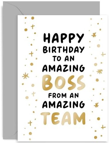 Old English Co. Geburtstagskarte mit Goldfolie für den Chef – Amazing Boss, lustige Geburtstagskarte für Sie oder Ihn – Geburtstagsgeschenk für Chef vom Team | innen unbeschriftet