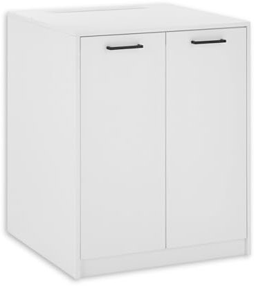 NERJA Waschmaschinenschrank mit Türen, Weiß - Waschmaschinenumbauschrank für Badezimmer & Hauswirtschaftsraum - 75 x 93 x 68 cm (B/H/T)