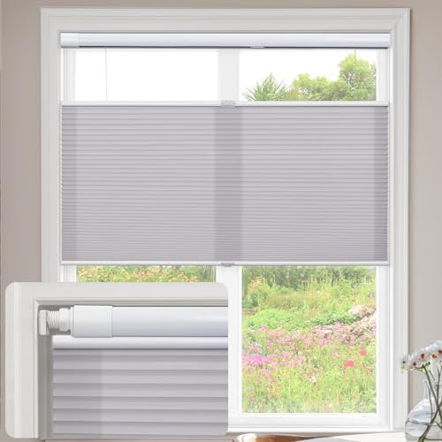 UrMoon Cellular Pleated Blinds for Window, No Tool No Drill Shades Top-down Bottom-up Blind Light Filtering Cordless Honeycomb Shade for Home Office (Light Filtering - Gray, Custom Sizes)