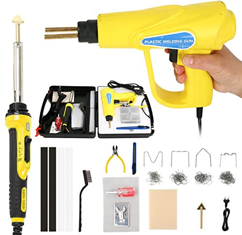 Soudage Plastiqu Soudeuse avec 3 Température Réglable 100W Réparation Soudeur Plastique avec Baguettes de Soudage, Pointe de fer à Souder, Soudure Plastique pour Voitures (70W+100W SET)