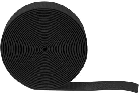QUARKZMAN 5 Stück Gummiband 25mm Breite Gummibänder Nähen 5 Meter Lang, Hosengummi Elastisches Band Flachgestricktes Rubber Gummilitze für DIY-Projekte Kunsthandwerk Stoffe, Schwarz