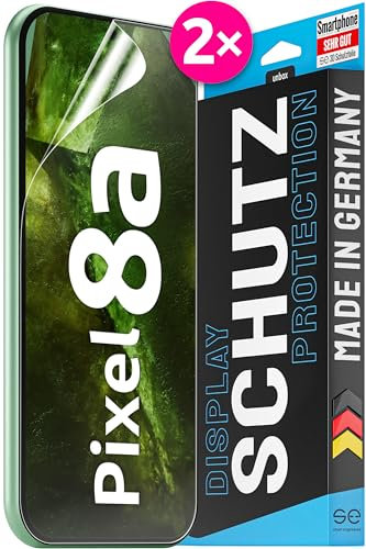 2x se® 3D SCHUTZFOLIE Transparent für Google Pixel 8a,Selbstheilend, 100% Fingerabdruck & FaceID kompatibel, einfache blasenfreie Installation, Ultra-Klar, Stoß-Kratzfest, aus Deutschland