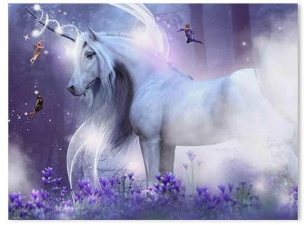 Puzzle 1000 Teile Erwachsene Kinde Spaß Lernspielzeug Geschenke，Majestätisches Einhorn mit DREI zauberhaften Feen（38x26cm-127