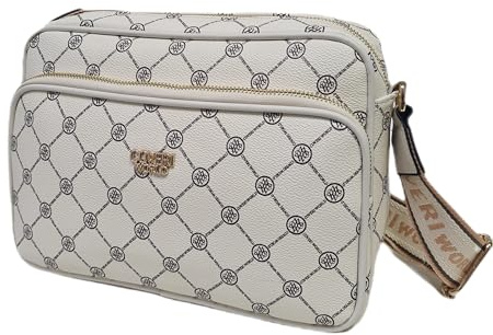 Damen-Handtasche mit Schulterriemen Francesina aus Kunstleder, personalisierter Druck, mehrere Taschen, verstellbarer Schultergurt aus Stoff, personalisierbar, Art.8006, Maße: 27 x 19 x 11 cm, Marke