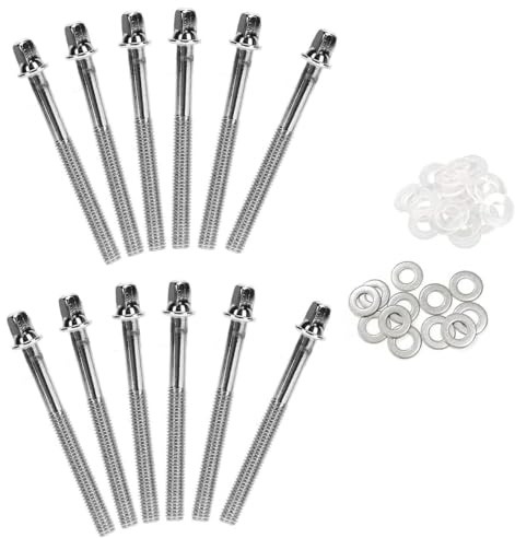 TUOREN Drum Set Hardware 12er Pack Edelstahl Drum Tight Screw Tension Rods for Percussion Instrument Parts (M5 x60mm)