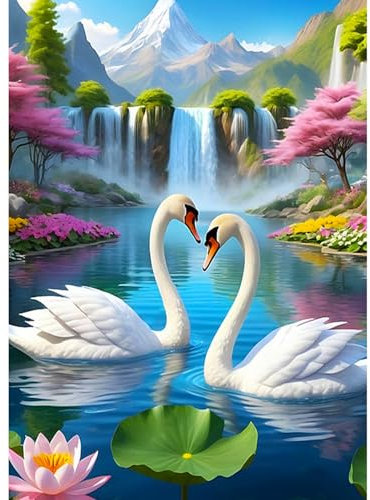 CEOVR Diamond Painting Kit Erwachsene Schwan,Schwanen Paar Diamond-painting,30x40 cm Diamant Paintings Kit,5D DIY Diamond Painting Bilder Set,5D DIY Tiere Diamond Painting Bilder Kit