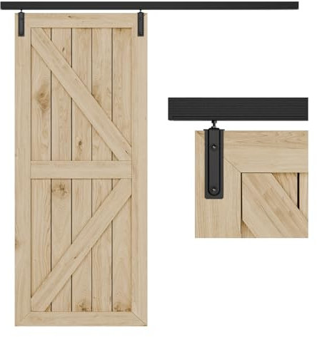 TSMST Sistema de puerta corredera de 182 cm para montaje en techo, juego completo de rieles con herrajes para puerta corredera