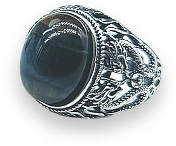 TENET - Anillo ajustable de bronce con piedra dura, Bronce
