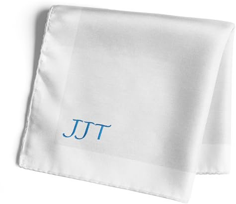 Stofftaschentüch Herren mit Monogramm – Initialen bestickt – Buchstaben, Schriftarten und Farben Ihrer Wahl – 100% Baumwolle – 45 cm