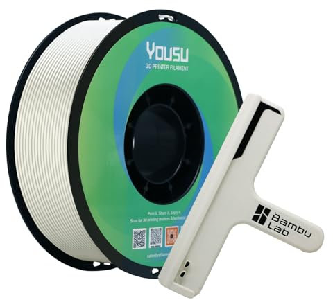 YOUSU ABS + Filament 1.75 mm,ABS Plus 3D Printer Filament, Dimensional Accuracy +/- 0.03 mm, 1 kg Spool (2.2 lbs) for 3D Printer, White