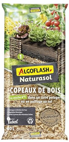 Algoflash Naturasol Copeaux de Bois idéal Carré Potager - 40 L