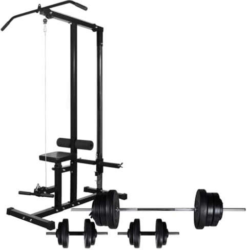 LLEZKBR Furniture Select-Power Tower mit Langhantel- und Kurzhantelset 60,5 kg