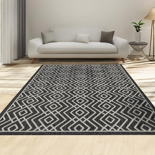 homeart Area Rugs – Durable, Stain-Resistant, Vibrant Geometric Design Carpets – Easy-Clean Rugs for Living Room, Kitchen, Entryway, or Bedroom – Diamond - D.Anthracite Cream - 180x270 cm