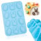 Large Easter Bunny Egg Silicone Mold, 12 Cavity Blue Non-Stick Reusable Baking Tray, Chocolate Fondant Jelly Candy Mould for DIY Easter Party Supplies, 22.5cm