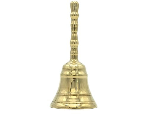 LivuX Messing Gold-Tischglocke, Höhe 13 cm, Durchmesser 5,5 cm, Gewicht 200 g – glatt Handglocke im klassischen Design, ideal für Tisch- oder Servicedekoration 1030