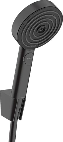 hansgrohe Pulsify Select S 24305670 Set de douche avec pommeau de douche à économie d'eau (EcoSmart, 3 types de jet, dont PowderRain), flexible de douche 1,60 m et support de pommeau de douche, noir
