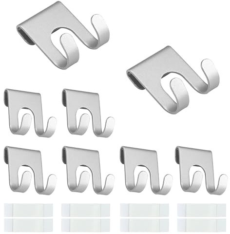 HASLED 8 Stück Rasierer Halterung Dusche | Rasierer Halterung | Halter für Rasierer Dusche | Mehrzweckhaken Wasserdichte Wandhaken Selbstklebend | für Tür Wand Badezimmer Büro, Ohne Bohren | Silber