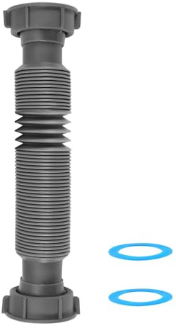 QruiLanTu Tubo di scarico flessibile da 3,8 cm, espandibile, flessibile, per lavandino, sifone a P, adatto per cucina, bagno, esterni e camper (1 pezzo grigio)