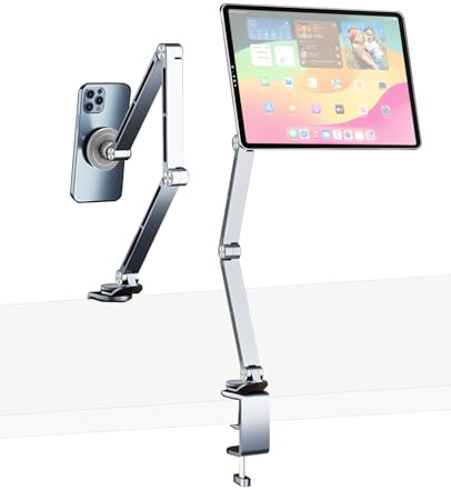 VIKOBESS Magnetischer Tablet Ständer 360° Drehbar, Aluminium Tablet Halterung für Tisch, Verstellbar & Faltbar, MagSafe kompatibel, für iPhone, iPad, Samsung Galaxy