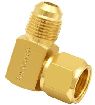 Joywayus Brass 3/8 Flare Swivel Female x 3/8 Flare Male 90 Degree Elbow for Propane Gas Water Oil BBQ Grills Coupling Connector Adapter Union Pipe Tube Fitting