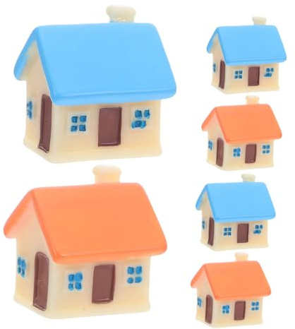 BCOATH 6pcs Miniature House Figurines Resin Garden Decoration for DIY Fairy Garden Ornaments Plant Pot Accessories Dollhouse Statues with Detailed Craftsmanship