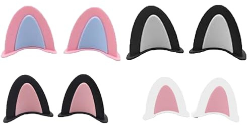 Helm Ohren, Katzen Ohren Kinder 4 Paar, Skihelm Kinder Zubehör, Schwarze Katze Ohren und Bunte Farben, Cat Ear Dekoration für Motorrad- und Fahrradhelme