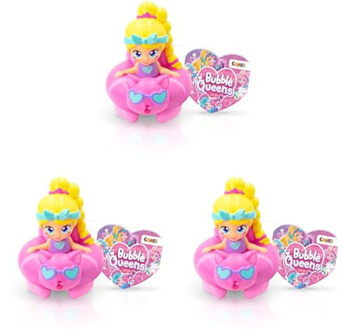 CRAZE Bubble Queens - Squishy Badewannenspielzeug für Kinder, 1x Bunte Figur mit schwimmenden Ring, Baby Badespielzeug mit Spritzfunktion (Packung mit 3)
