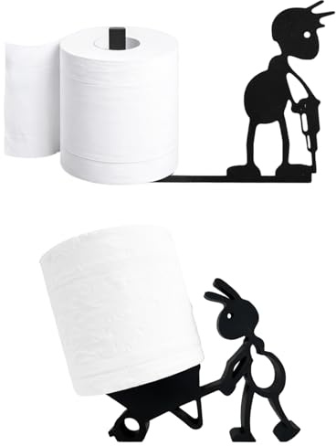 Klopapier Aufbewahrung 2 Stück Set, Toilettenpapierhalter Lustig Klorollenaufbewahrung, WC Papier Aufbewahrung für Badezimmer, 3D-Druck Schwarz Ameise Baustelle Wagen Design
