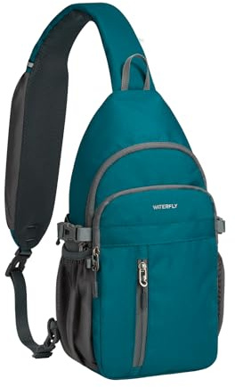 Waterfly Sling Bag with Multiple Pockets, Shoulder Bag for Men Women | 5 Zipper Pockets, Strap Phone Pocket, Anti-Theft RFID & Hidden Back Pocket, Small Bag for Hiking & Travel
