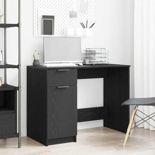 zylophax Schreibtisch mit Schubladen, Schwarz Eichen-Optik, 100x50x75 cm, Moderner Bürotisch für Home Office, Computerarbeitsplatz und Gaming
