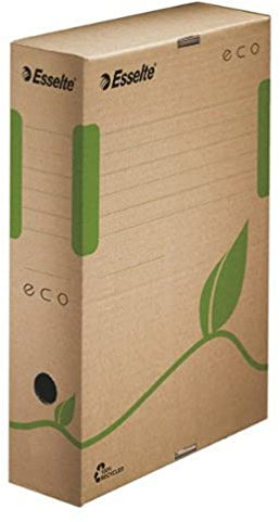 Esselte Archiv-Schachtel, 80 mm Rückenbreite, A4, 100% recycelte Wellpappe, Naturbraun, Eco Archiv Serie, 623916