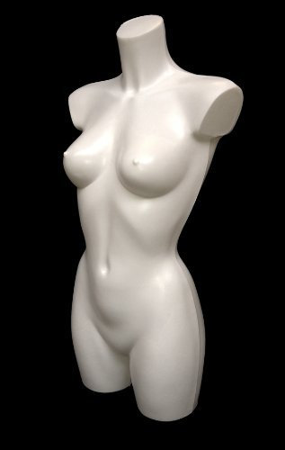 Weiblicher Schaufensterpuppentorso, Kunststoff, Weiß