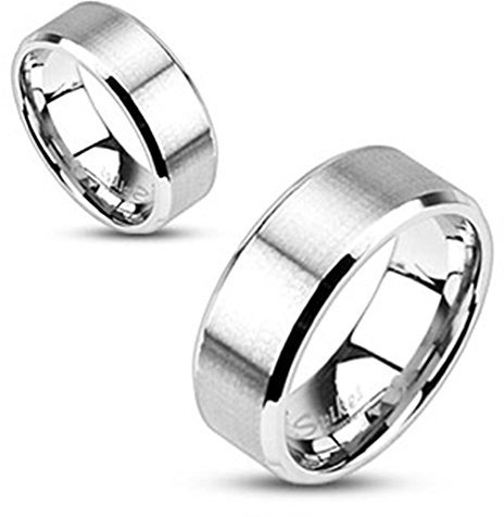 Tapsi´s Coolbodyart® Band Ring Edelstahl 8mm Breit Gebürstet Schräger Rand 61(19.5)