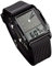 Montre-bracelet de sport pour homme avec cadran rectangulaire, 7 couleurs optionnelles, rétroéclairage LED, alarme, chronomètre 12/24 h, bracelet en caoutchouc, Noir , Sangle