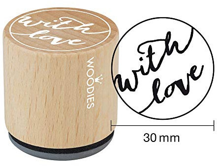 Woodies Stempel mit Love 2, Holz, braun, 30 mm